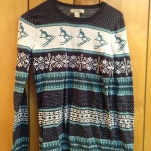 G.H. Bass & Co Snowflake and Skier XS Winter Sweater